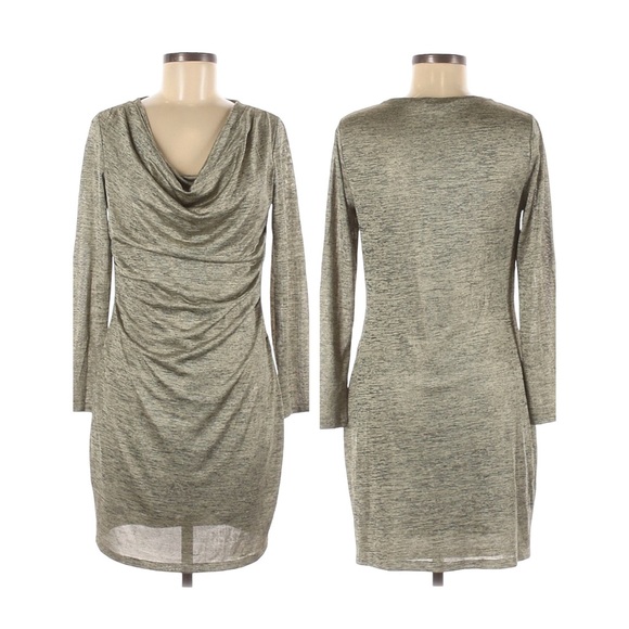 Tahari Black & Biege Metallic Dress Size Large - Picture 1 of 9